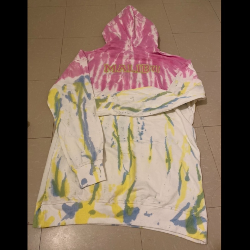Pink Tie Die Malibu Oversized Hoodie - Size 8